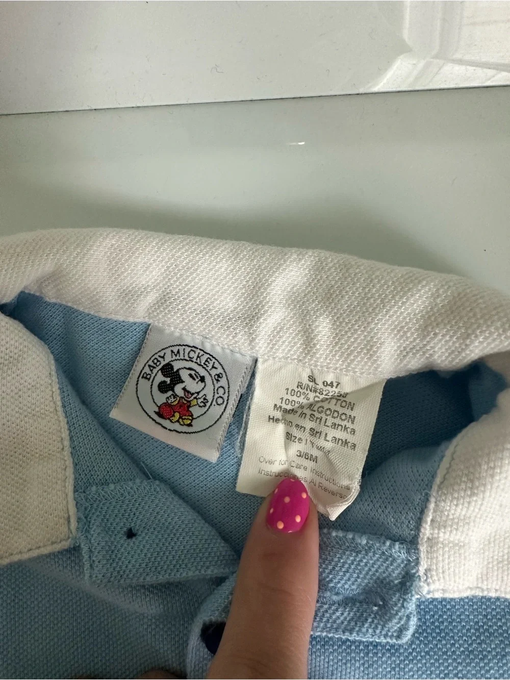 Rare Vintage Baby Disney Character Polo Romper in Light Blue & White